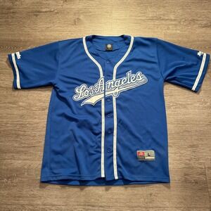 Pro Sport Los Angeles Baseball Jersey Mens Large Blue Polyester Vintage 90s Y2K‎